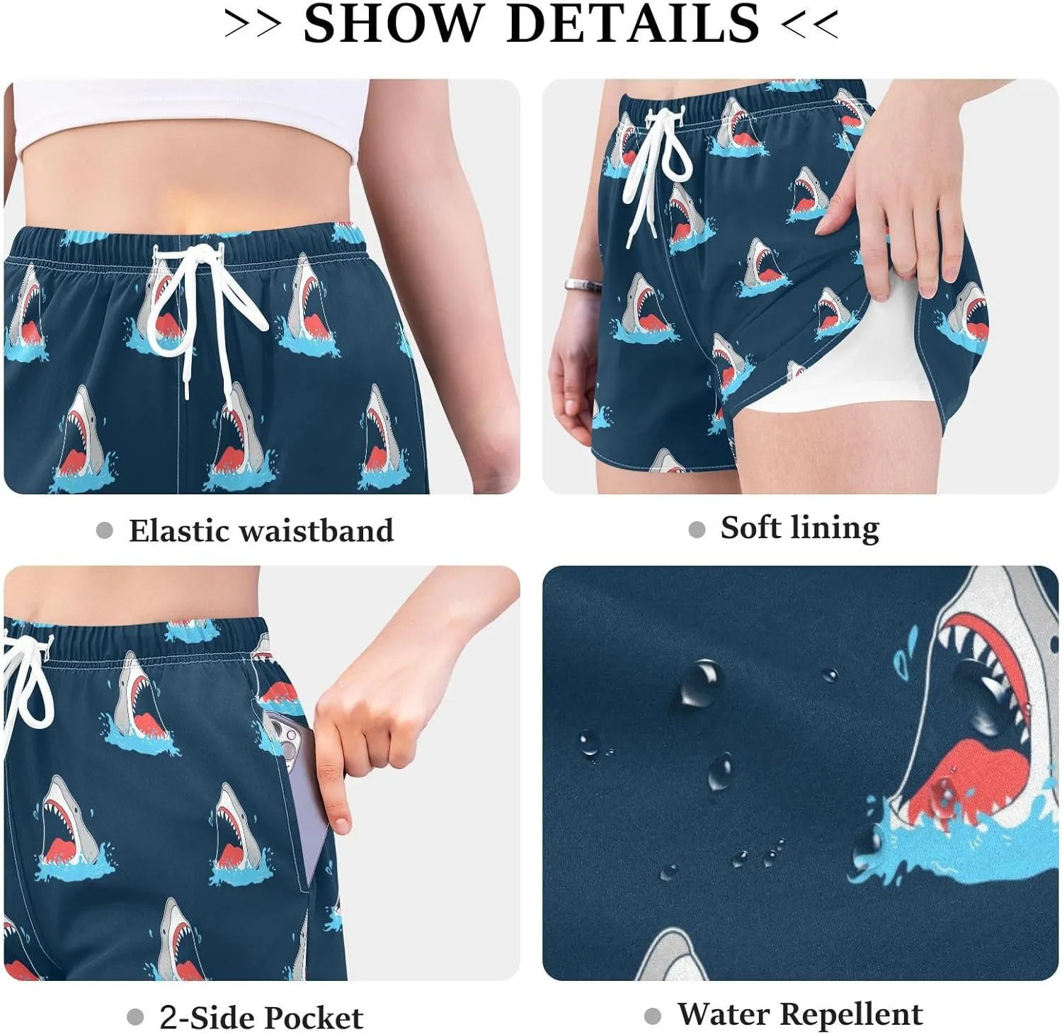 ZZKKO Cute Little Squid Athletic Shorts for Women,Womens Workout Running Shorts Quick Dry with Pockets S-XXL